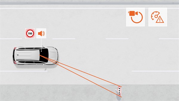 Trafic sign recognition with overspeed alert - Dacia Jogger